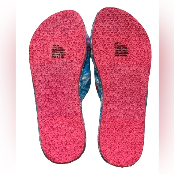 Lilly Pulitzer My Little Peony Women’s 7/8 Terry Slippers Bondi Blue Sandals - Picture 9 of 10